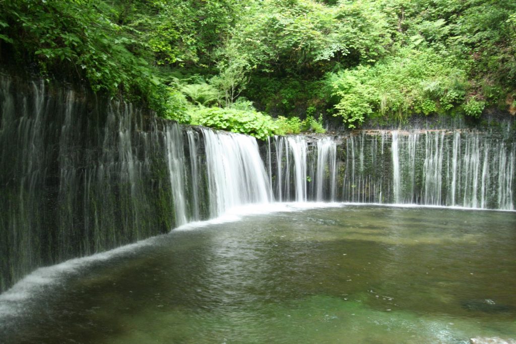 ワイドに広がる白糸の滝