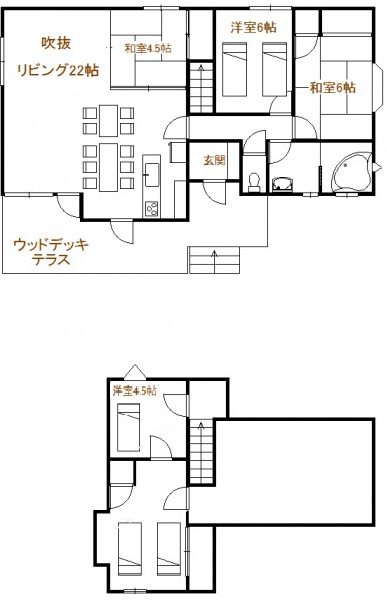 オーロラの間取り【貸別荘ルネス軽井沢】